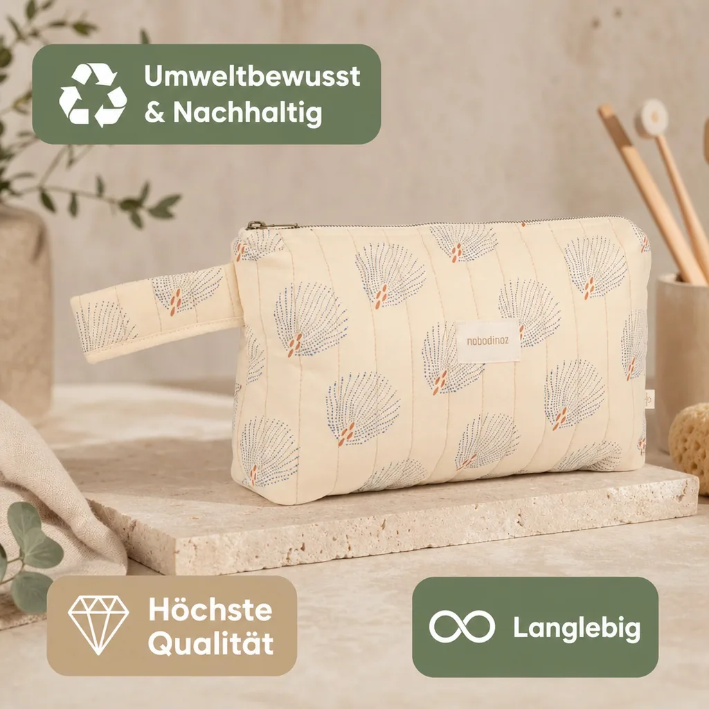 Nobodinoz STORIES Kosmetiktasche, Kulturtasche, 30 x 18 x 7 cm, Farbe: Blauer Gatsby/ Creme