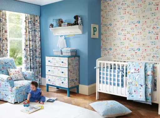 Little Sanderson Abracazoo Motivstoff Alphabet creme Rainbow