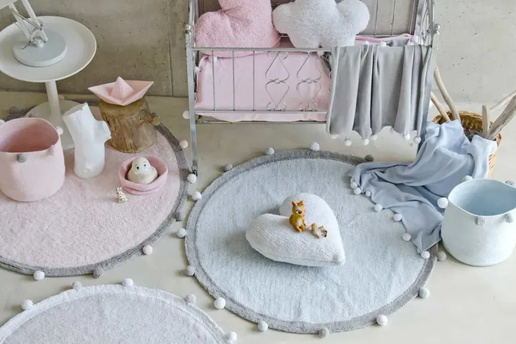 Lorena Canals Teppich rund Baumwolle Bubbly grau