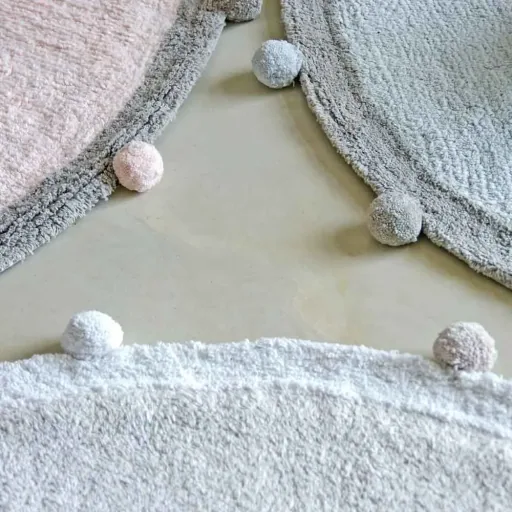 Lorena Canals Teppich rund Baumwolle Bubbly grau