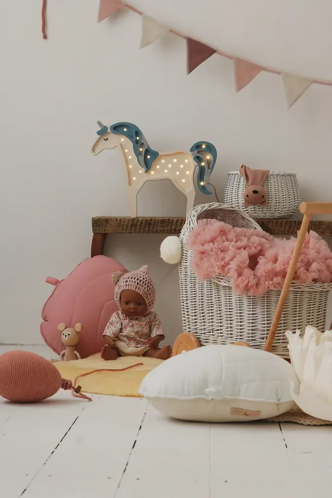 little lights Led Deko Kinderlampe Einhorn blau Glitter