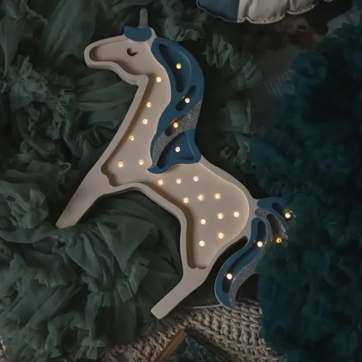 little lights Led Deko Kinderlampe Einhorn blau Glitter