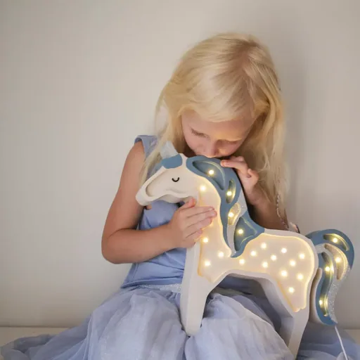 little lights Led Deko Kinderlampe Einhorn blau Glitter