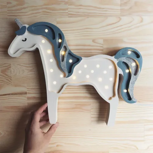 little lights Led Deko Kinderlampe Einhorn blau Glitter