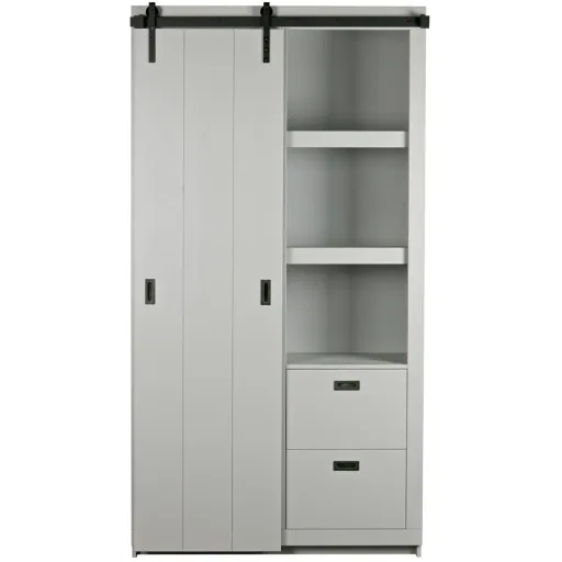 Woood Schiebetür Schrank sägerau grau