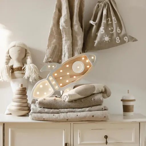 little lights Led Deko Kinderlampe Rakete grau