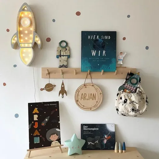 little lights Led Deko Kinderlampe Rakete grau