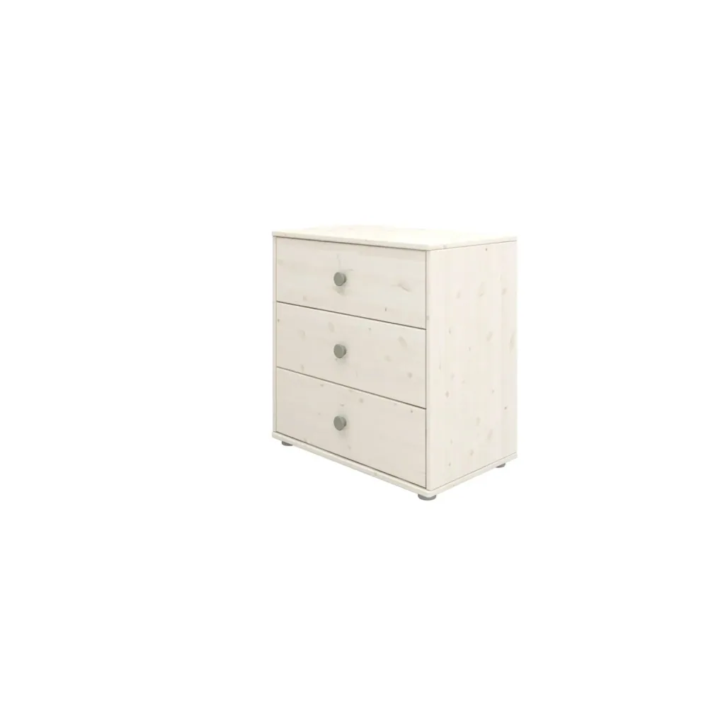 Flexa Kommode - Classic, mit 3 Schublade, 72x74,5 cm, Farbe: Weiß gekalkt / Weiß gekalkt / Naturgrün