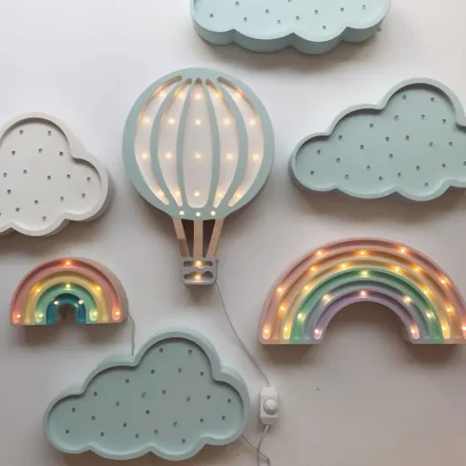 little lights Led Deko Kinderlampe Heissluftballon hellblau