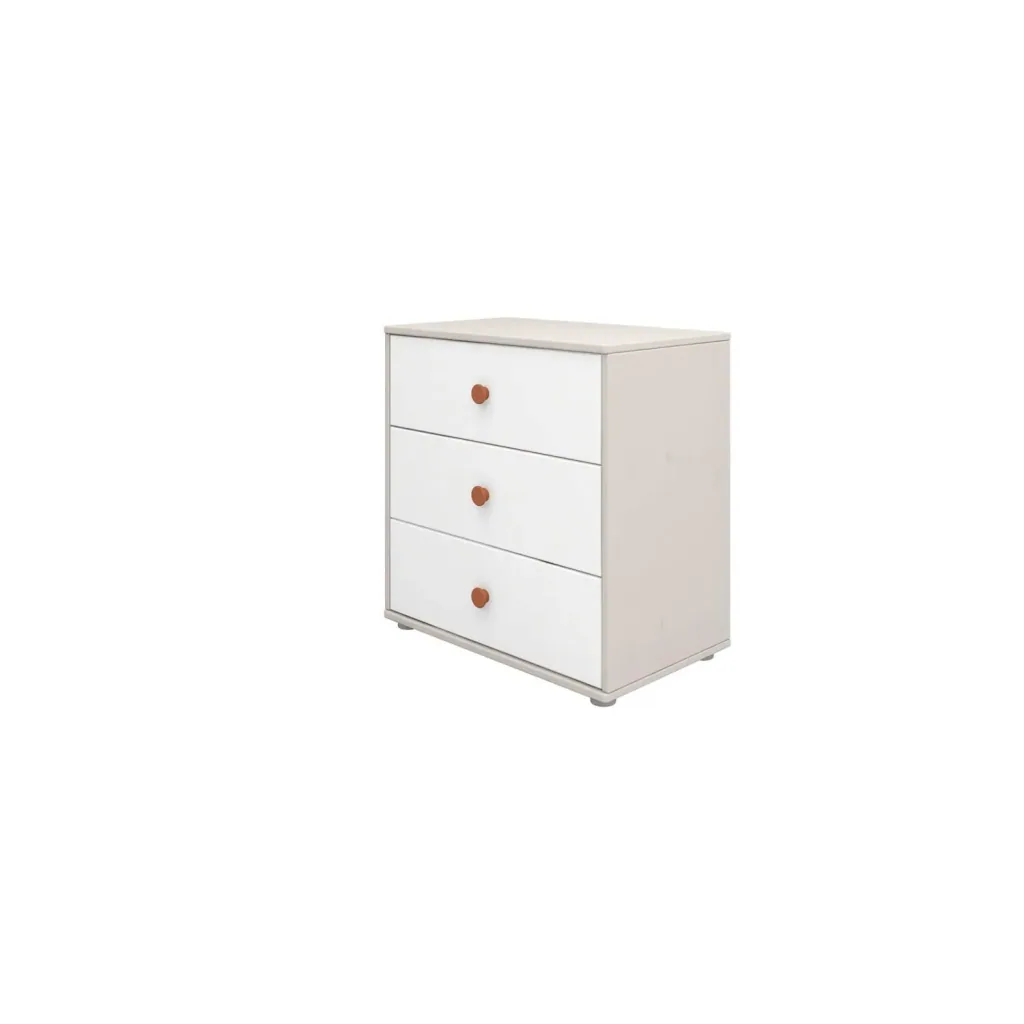 Flexa Kommode - Classic, mit 3 Schublade, 72x74,5 cm, Farbe: Grau gekalkt / Weiß / Rouge