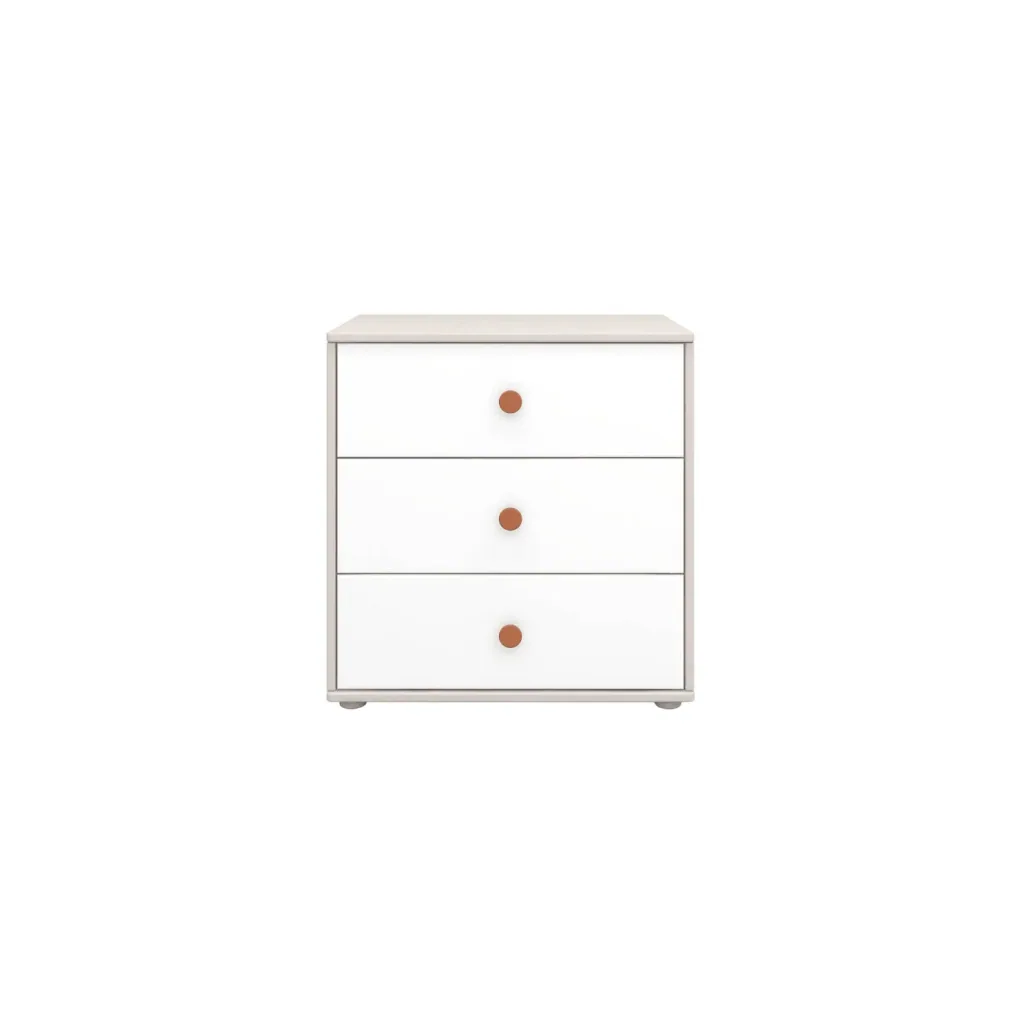 Flexa Kommode - Classic, mit 3 Schublade, 72x74,5 cm, Farbe: Grau gekalkt / Weiß / Rouge