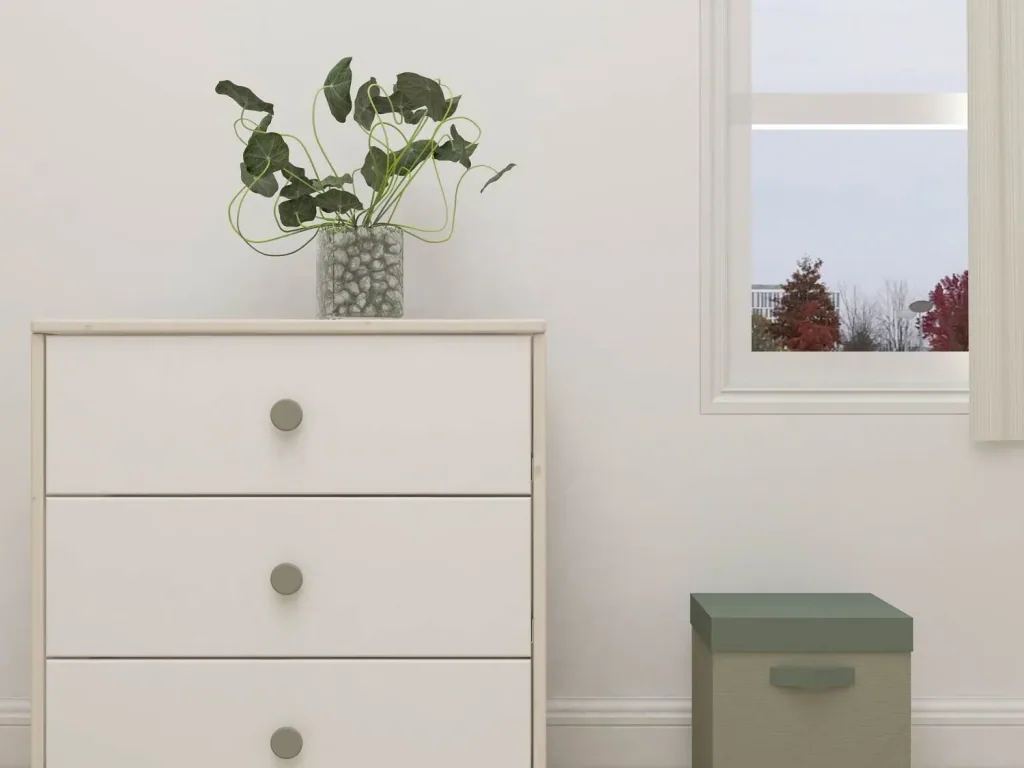 Flexa Kommode - Classic, mit 3 Schublade, 72x74,5 cm, Farbe: Grau gekalkt / Weiß / Naturgrün
