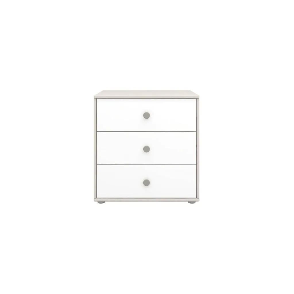 Flexa Kommode - Classic, mit 3 Schublade, 72x74,5 cm, Farbe: Grau gekalkt / Weiß / Naturgrün