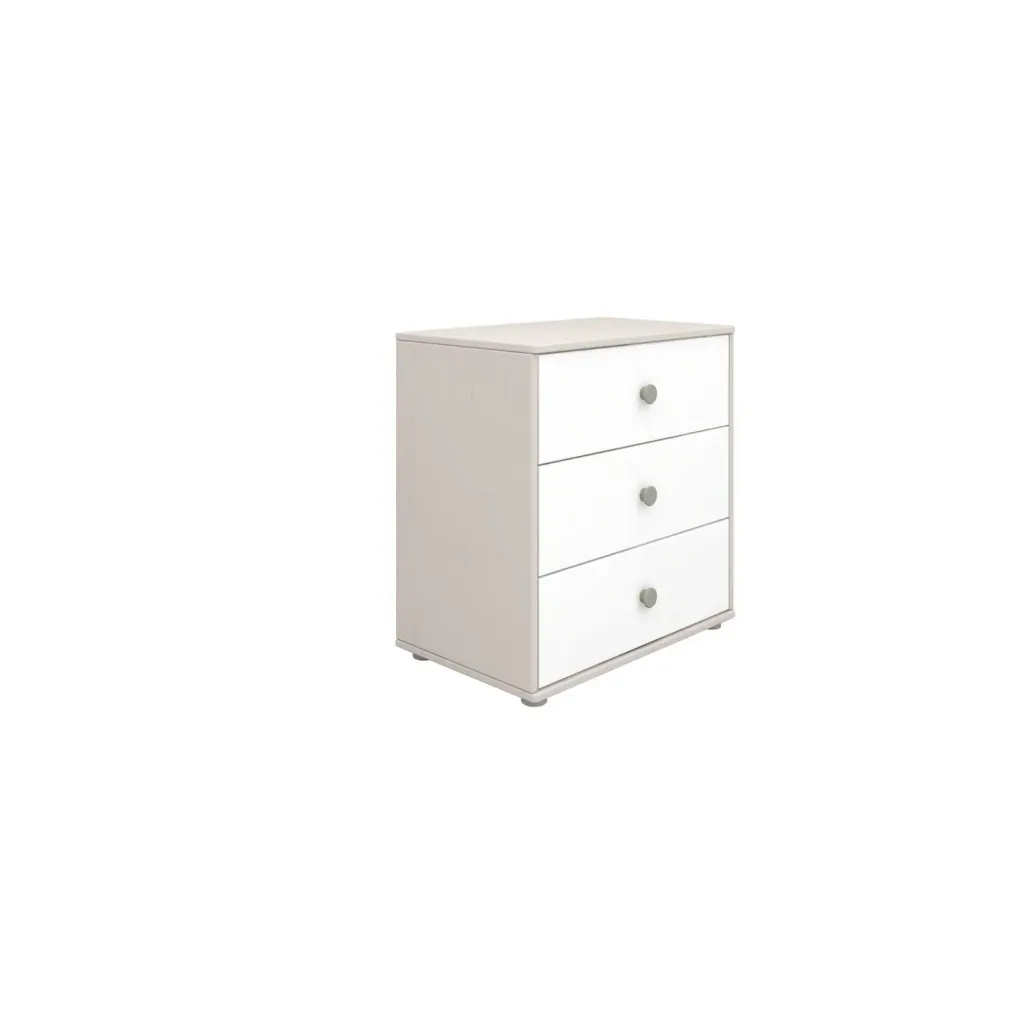 Flexa Kommode - Classic, mit 3 Schublade, 72x74,5 cm, Farbe: Grau gekalkt / Weiß / Naturgrün