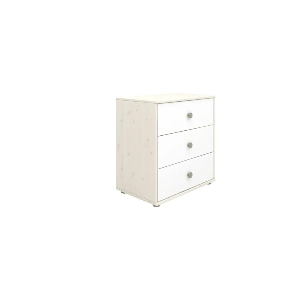Flexa Kommode - Classic, mit 3 Schublade, 72x74,5 cm, Farbe: Grau gekalkt / Weiß / Naturgrün