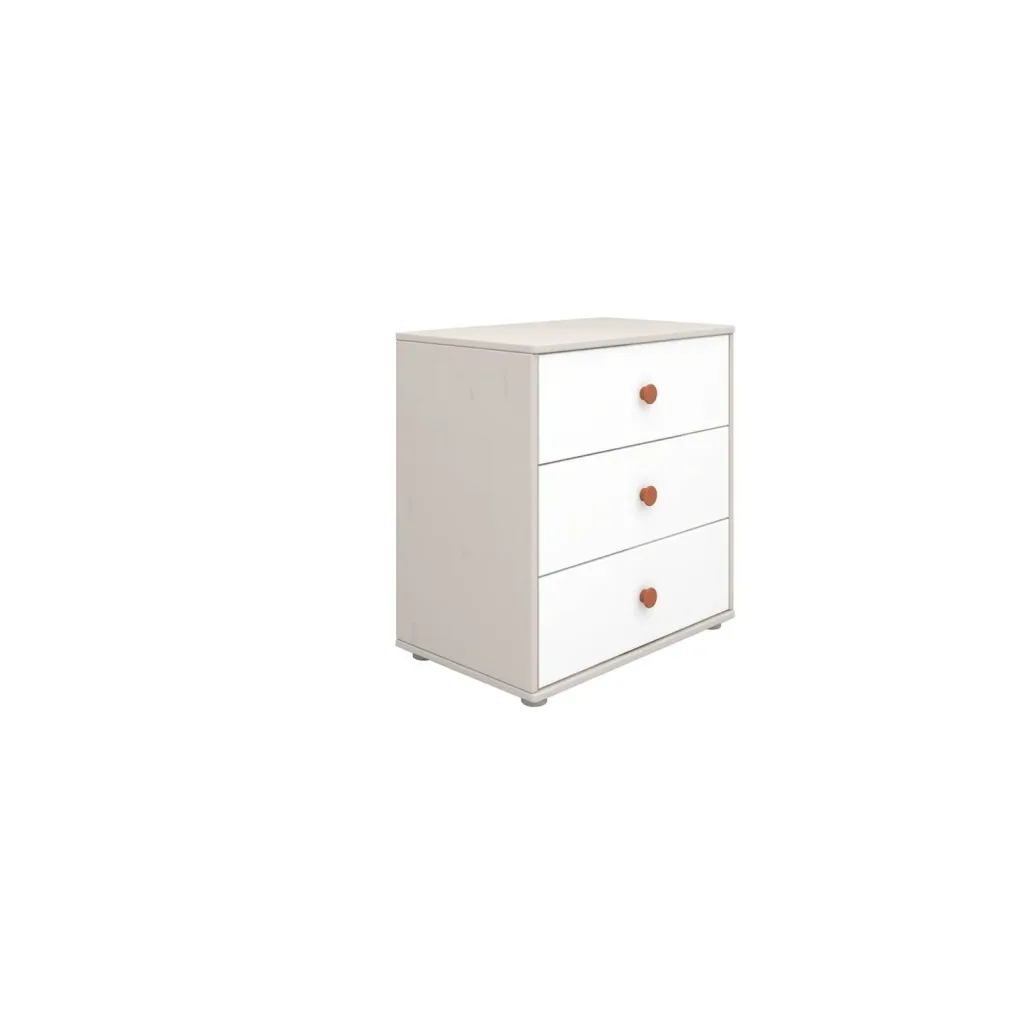 Flexa Kommode - Classic, mit 3 Schublade, 72x74,5 cm, Farbe: Grau gekalkt / Weiß / Naturgrün