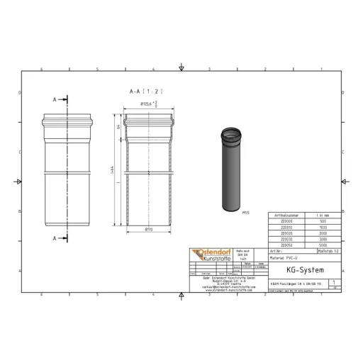 KG Rohr, DN 110, 500mm, SN4, Abwasserrohr