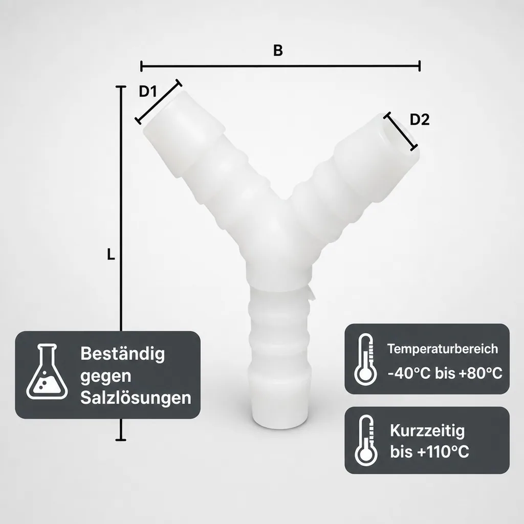 Schlauchverbinder Kunststoff Y-Stück 10 mm