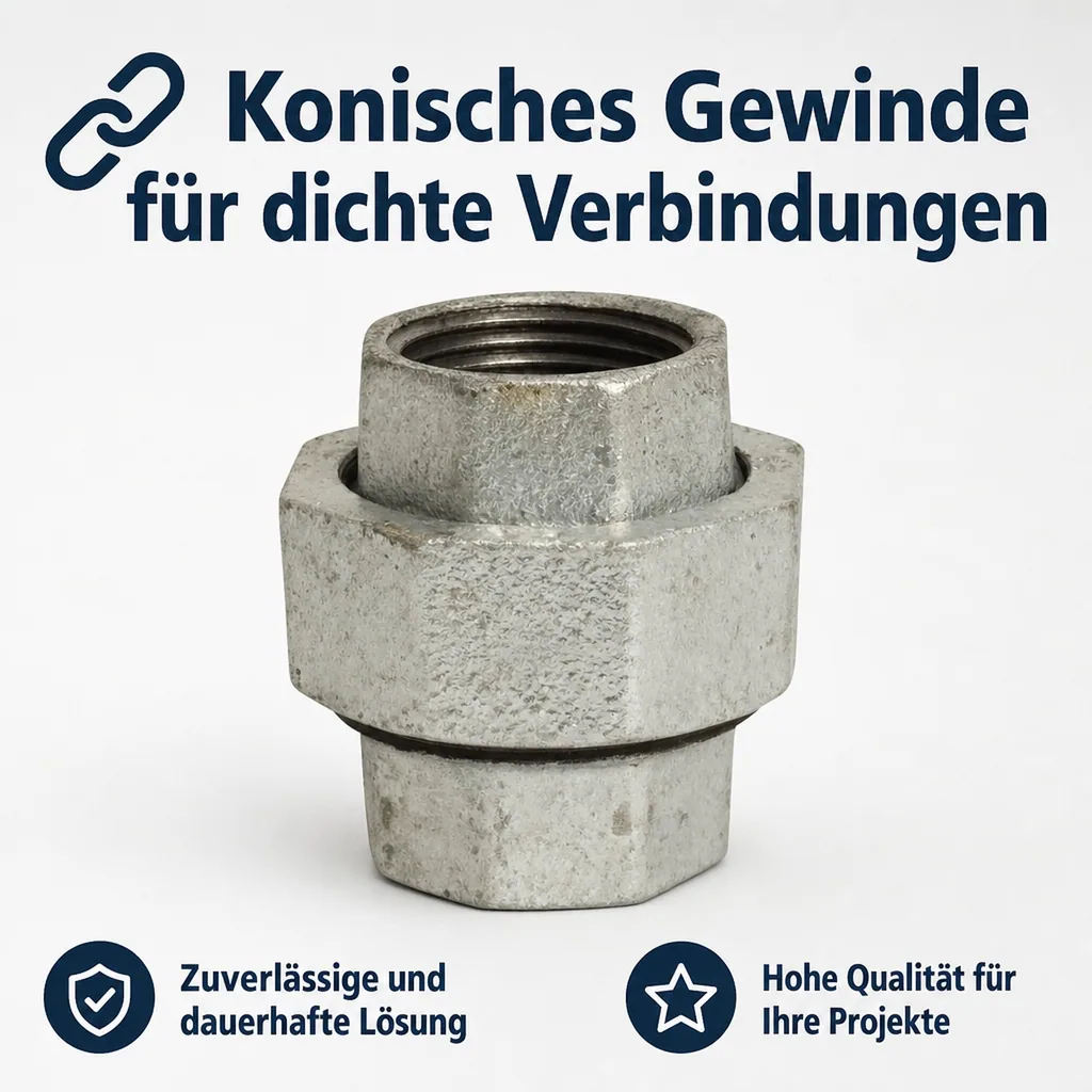 Gewindefitting Temperguss Verschraubung, Konische Verschraubung Temperguss 1 Zoll