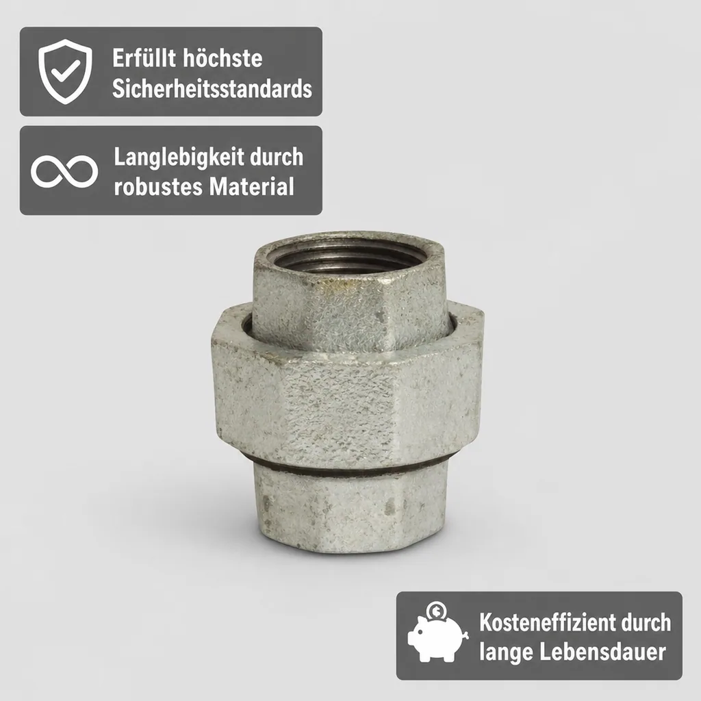 Gewindefitting Temperguss Verschraubung, Konische Verschraubung Temperguss 1 Zoll