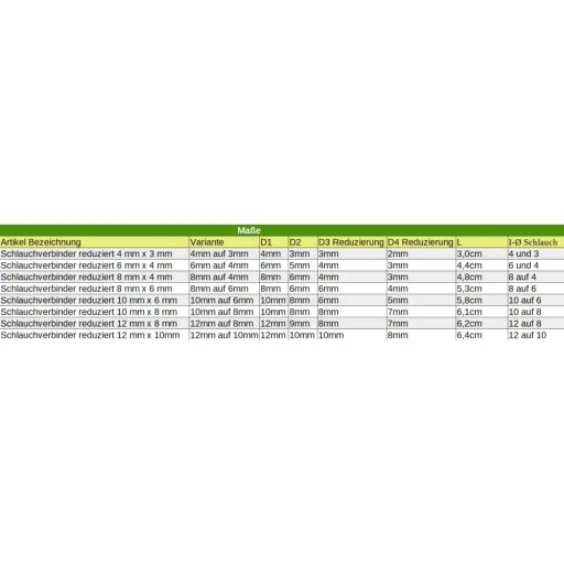 Schlauchverbinder Kunststoff Tülle reduziert 10 mm x 6 mm