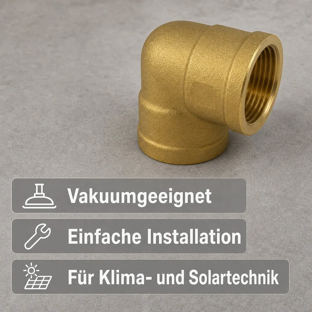 Messing Winkel 90 Grad, Gewindefitting Messing, 2 Zoll IG x IG, Rohrwinkel, Sanitär, Heizung