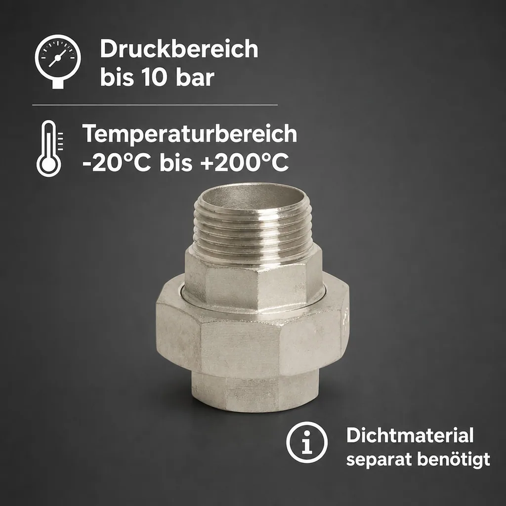Gewindefitting Edelstahl Verschraubung 3/4" IG x 3/4" AG Typ konisch