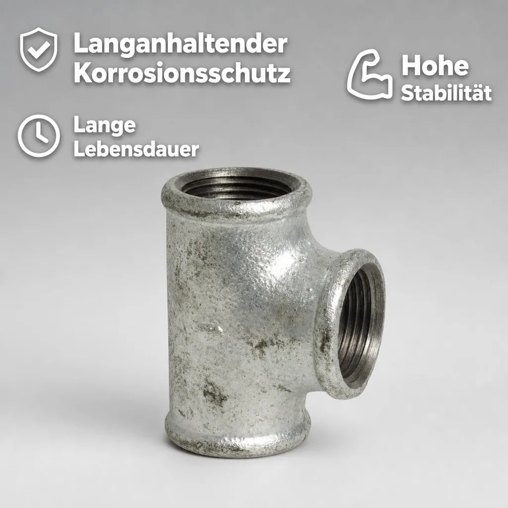 T Stück Temperguss, Gewindefitting, 2 Zoll IG, Tempergussfitting