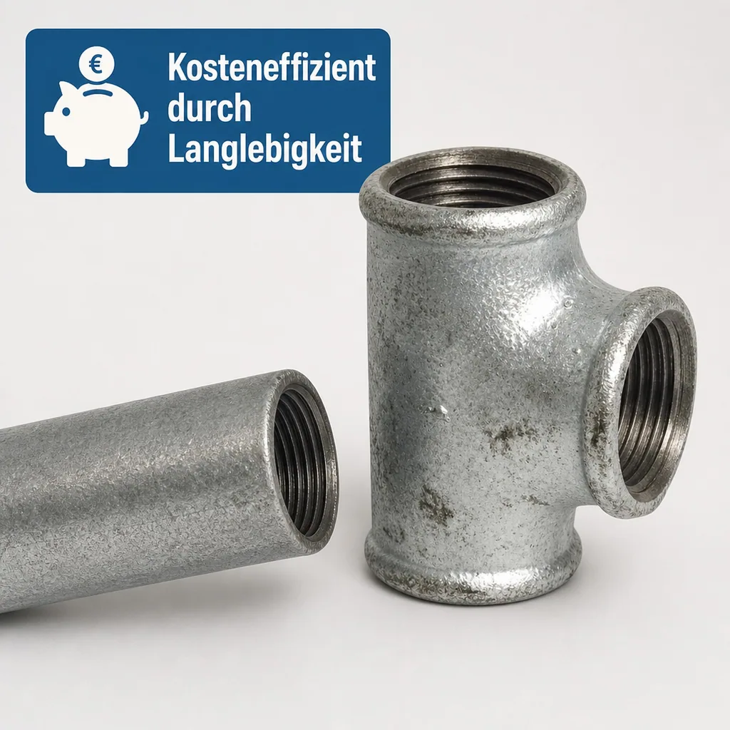 T Stück Temperguss, Gewindefitting, 2 Zoll IG, Tempergussfitting