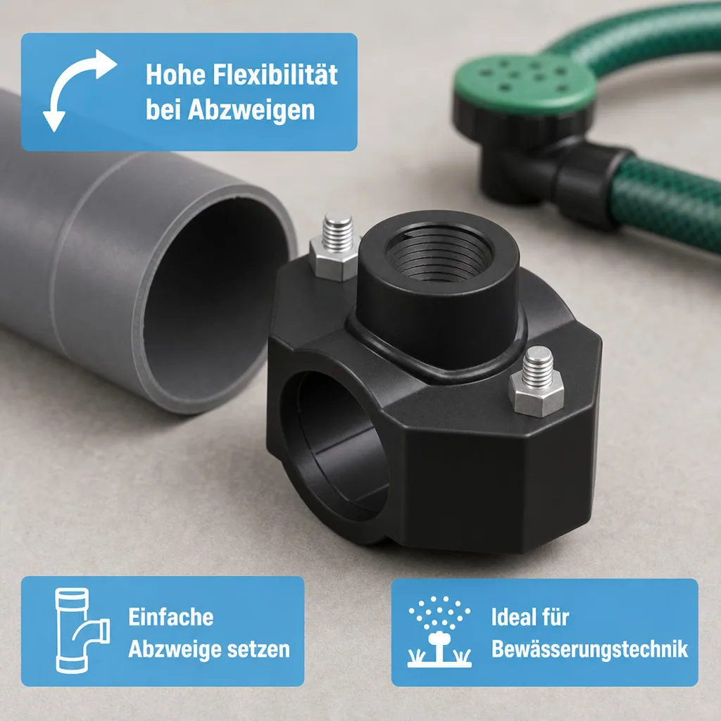 Anbohrschelle, PP 63mm, 1/2 Zoll, Wasserleitung