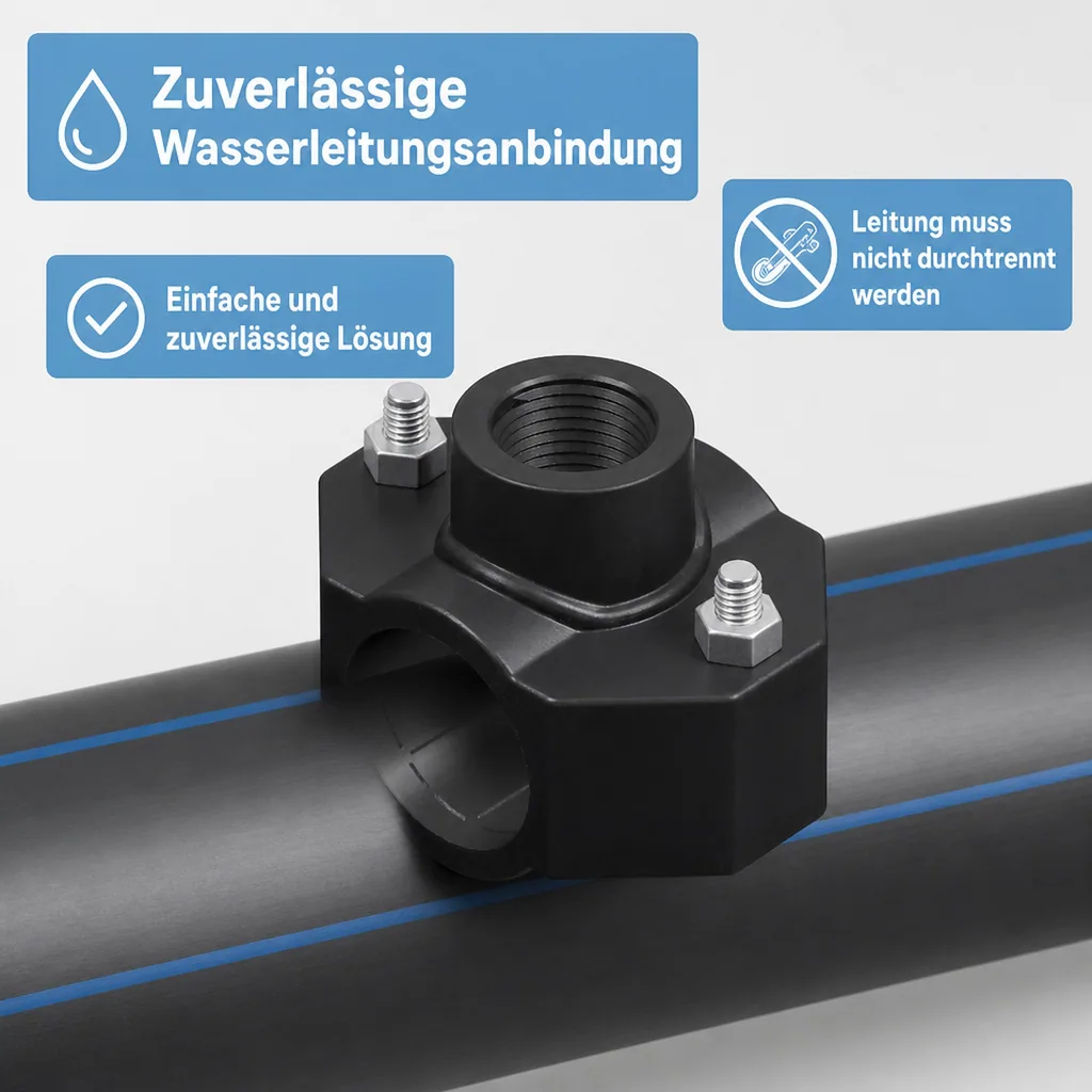 Anbohrschelle, PP 63mm, 1/2 Zoll, Wasserleitung