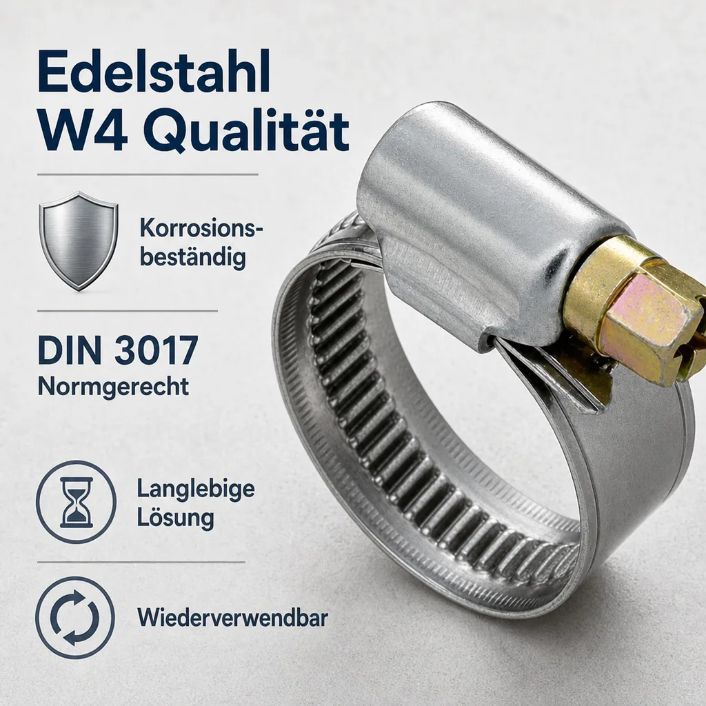 Schlauchschellen Edelstahl W4, 12mm, 80-100mm, DIN 3017