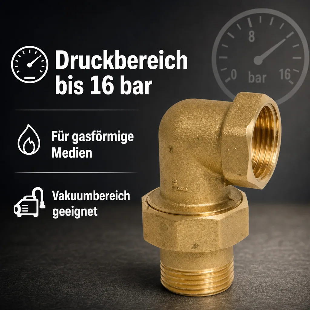 Gewindefitting Messing Radiator Winkelstück 90° 1" IG x 1" AG Typ Konischdichtend