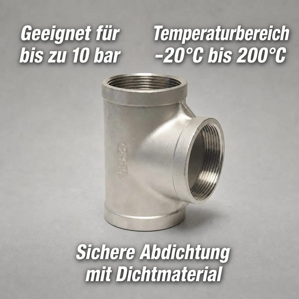 Gewindefitting Edelstahl T-Stück 90° 3/4" IG