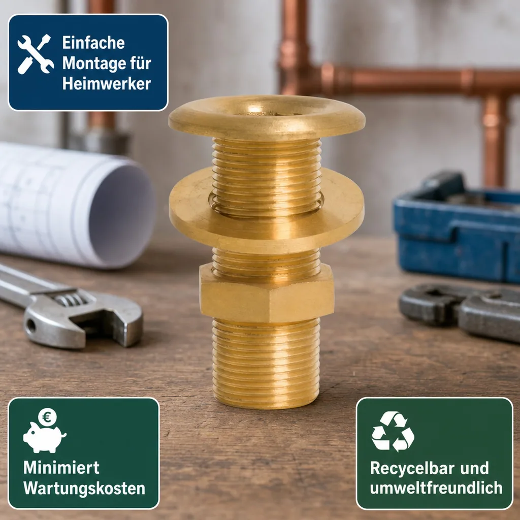 Messingfitting, Gewindefitting, Durchgangsverschraubung 2"