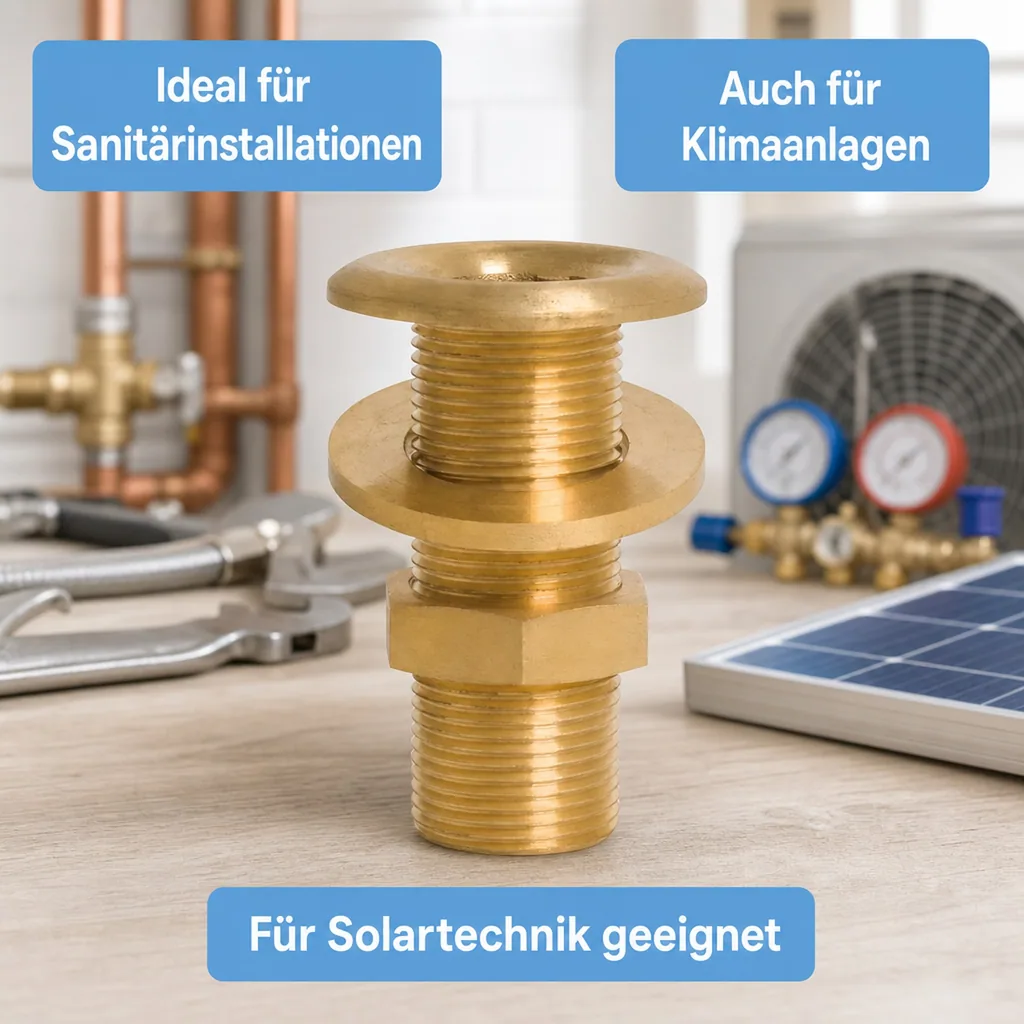 Messingfitting, Gewindefitting, Durchgangsverschraubung 2"