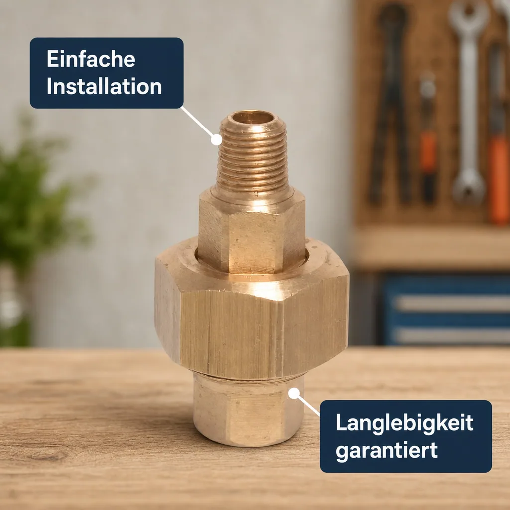 Messing Verschraubung 1 Zoll, Gewindefitting, 1" IG x 1" AG, Konisch Dichtend