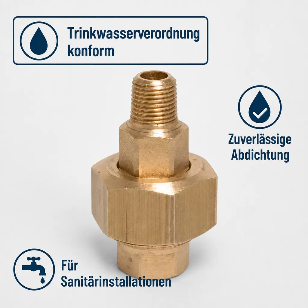 Messing Verschraubung 1 Zoll, Gewindefitting, 1" IG x 1" AG, Konisch Dichtend