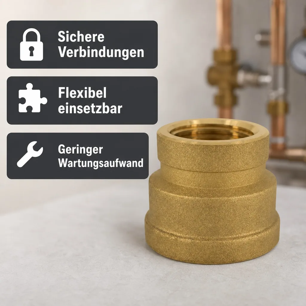 Messing Muffe reduziert, Gewindefitting, 1 1/2" IG x 1 1/4" IG