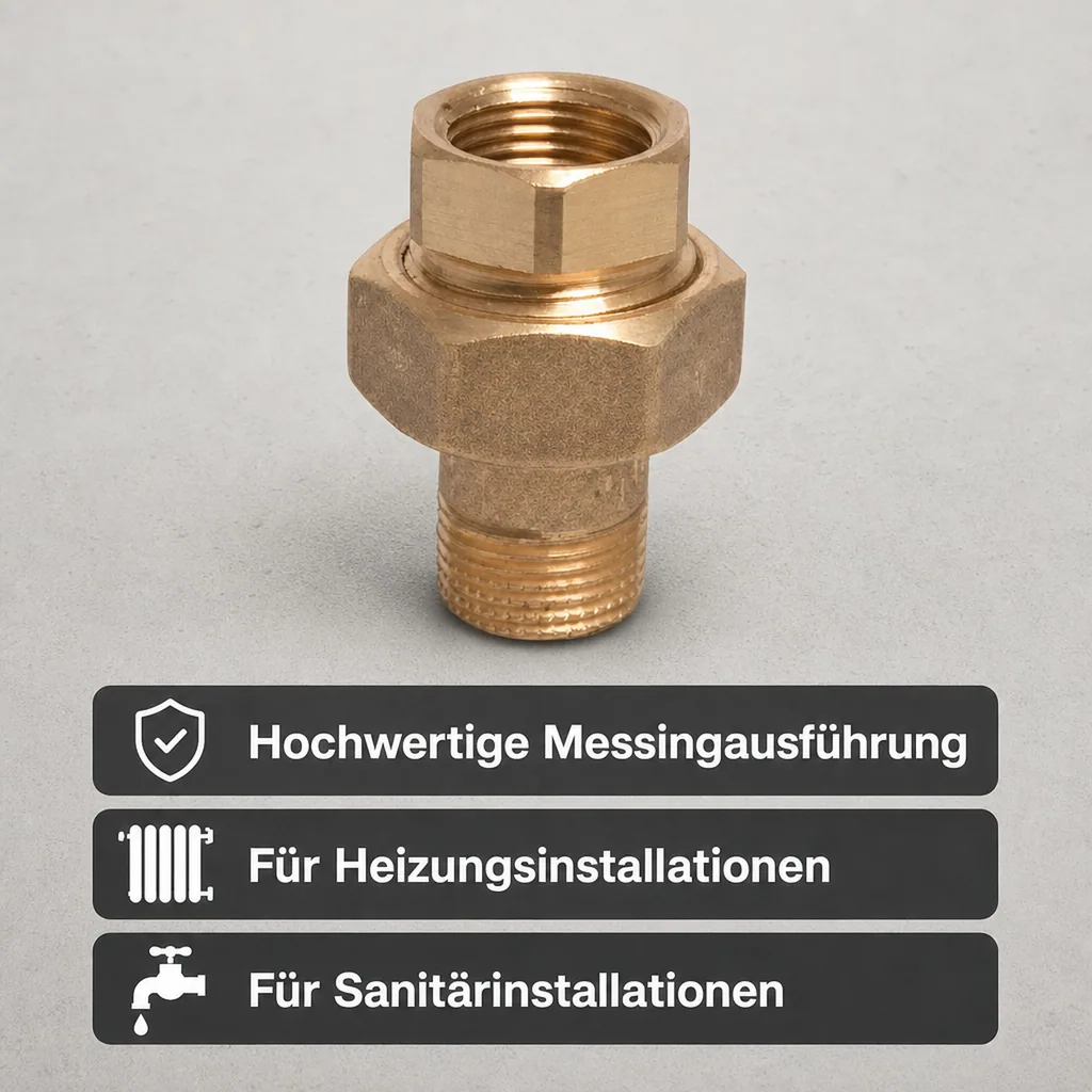 Gewindefitting Messing Radiator Kupplung 3/4" IG x 3/4" AG Typ Konischdichtend