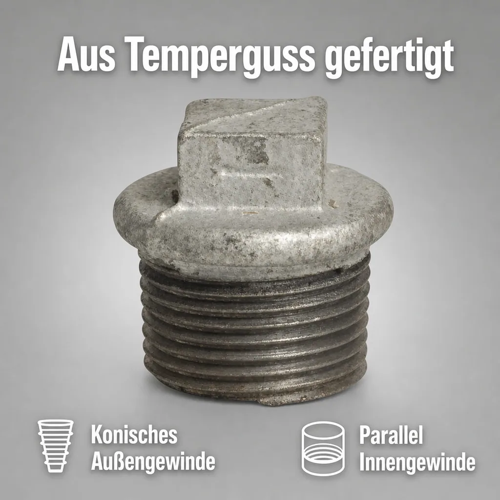 Gewindefitting Temperguss Stopfen 1/4" AG