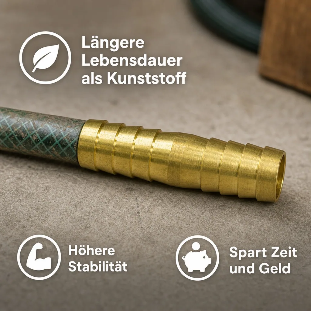 Messing Schlauchverbinder 1/2 Zoll, Doppelte Tülle 13mm, Schlauchreparatur