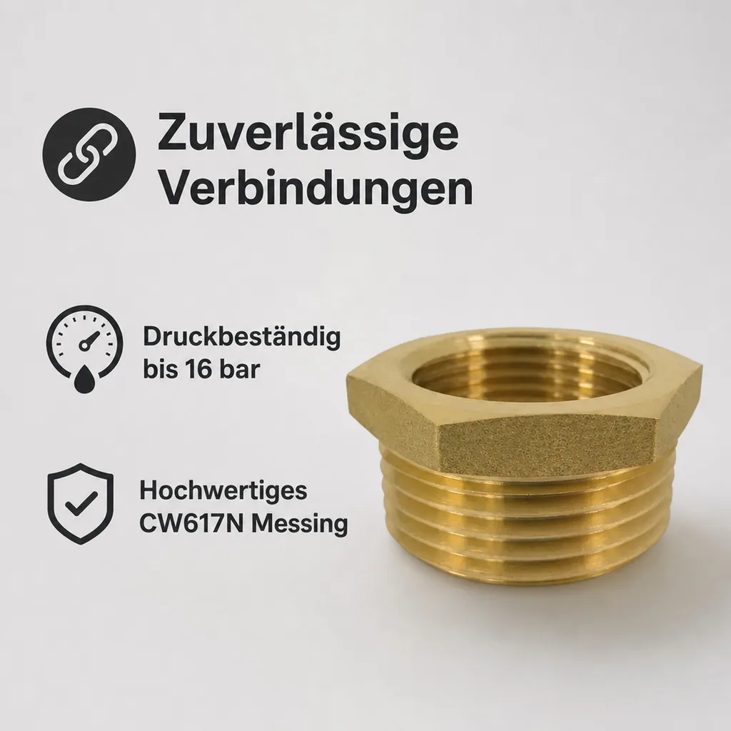 Messing Reduzierstück, Gewindefitting 1 1/4" AG x 3/4" IG