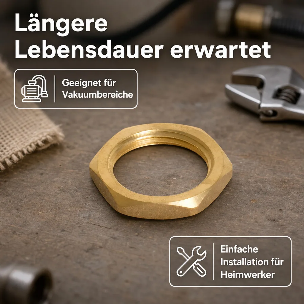Messingfitting, Gegenmutter 1 1/4 Zoll IG, Gewindefitting Messing
