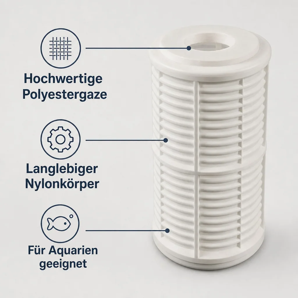 Profec Filtereinsatz, Filterkartusche, Siebfilter - Nylon 60micron, Polyestergaze, Typ Kleinfilter 5"