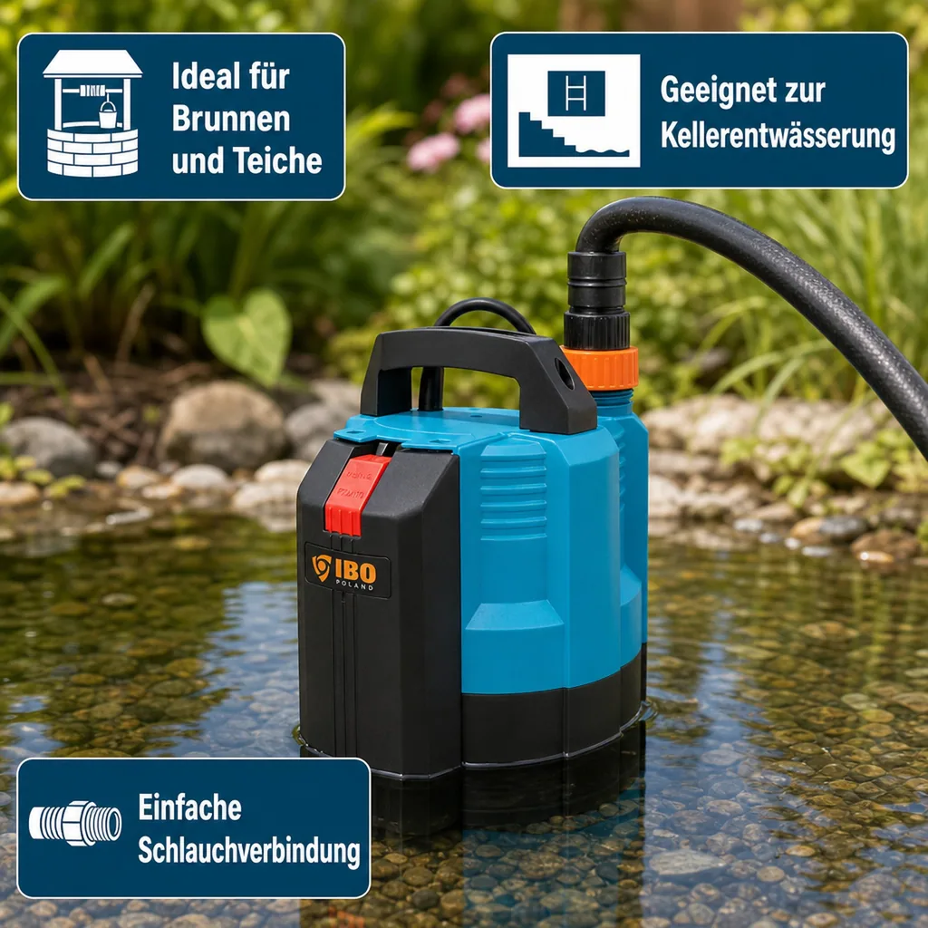Tauchpumpe flachsaugend, Brunnenpumpe, Unterwasserpumpe 0.55kW, 230V