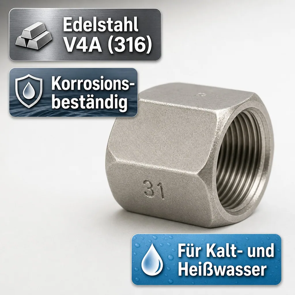 Gewindefitting Edelstahl, Edelstahl Kappe 2 Zoll, Innengewinde
