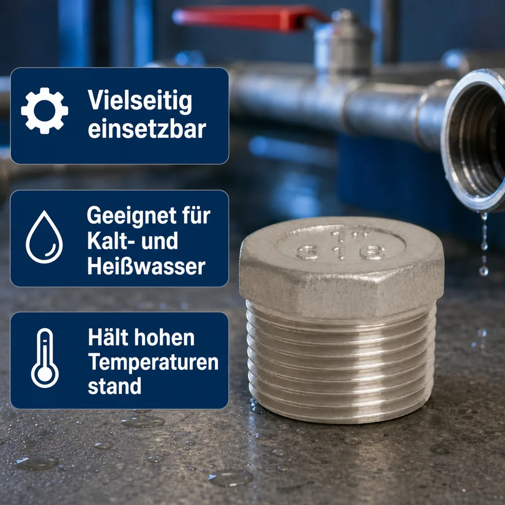 Edelstahl Stopfen, Gewindefitting, 1 1/2 Zoll, V4A
