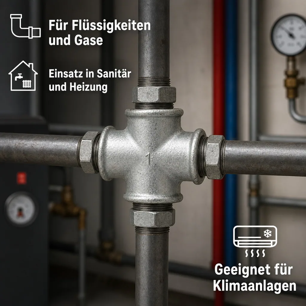 Gewindefitting Temperguss Kreuzstück 1 1/4" IG x 1 1/4" IG x 1 1/4" IG x 1 1/4" IG