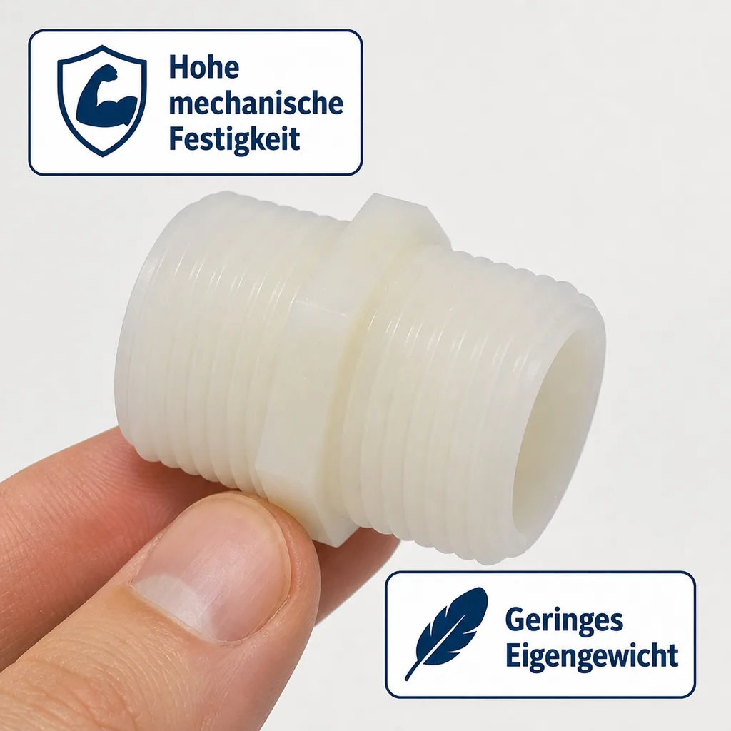 Schlauchverbinder Kunststoff Doppelnippel 1"